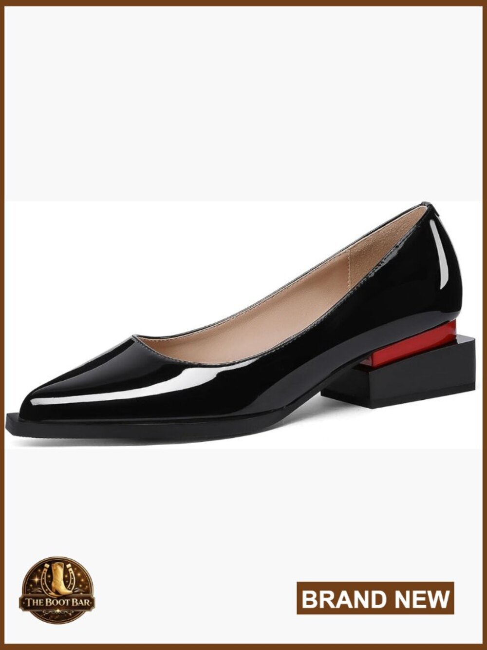 Chunky Heel Pumps with Arch Support, Pointed Toe Dress Flats, Comfortable Work